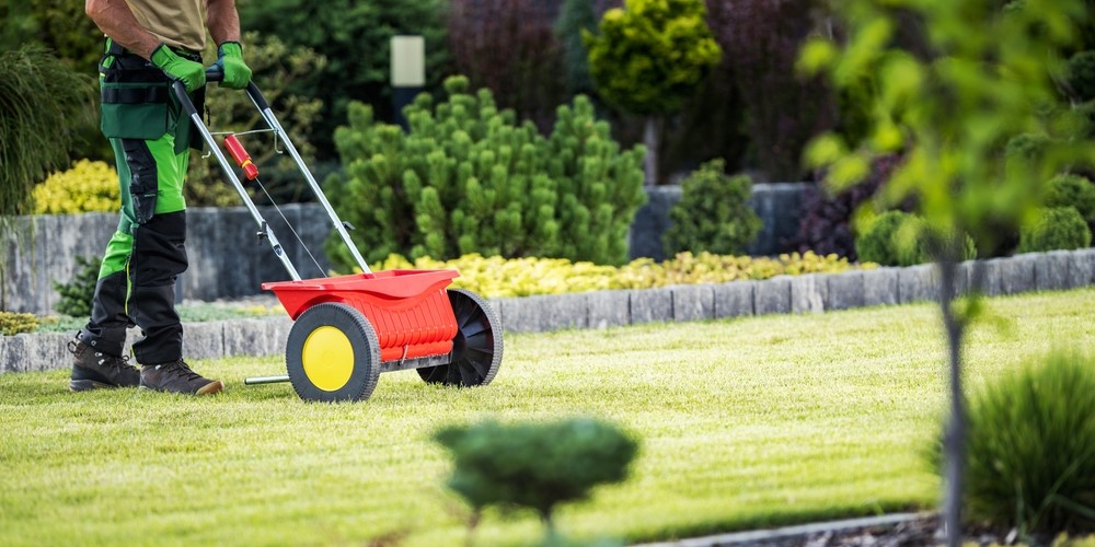 Gazon onderhouden met strooiwagen en gazonmest – Tuincollectie.nl