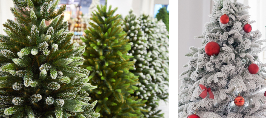 Kunstkerstboom met sneeuw voor een winterse kerstsfeer