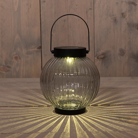 Anna's Collection Solar Lantaarn Glas 14,5x15cm Zwart