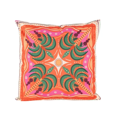 Anna's Collection Tuinkussen Palmboom Oranje 45x45cm