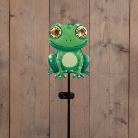 Anna's Collection Tuinsteker Solar Kikker Rollende Ogen 75cm