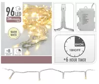 Batterijverlichting 96 LED 7m Transparant Snoer