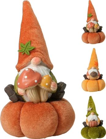 Beeld Gnoom Pompoen 20cm Assorti 1st