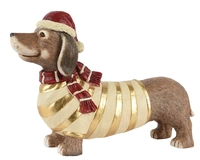 Beeld Kerst Teckel Wit 39,5cm