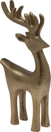 Beeld Rendier Staand Metaal Goud 22cm
