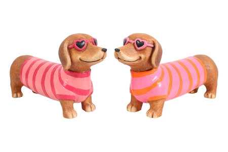 Beeld Teckel Larry 42cm Roze Assorti 1st