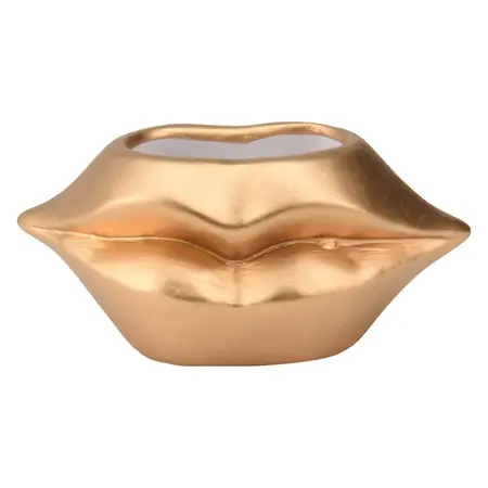 Bloempot Lippen Goud 18x9cm