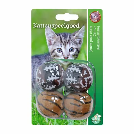 Boon Kattenspeelgoed Rammelbal Pluche Bruin 4st | Tuincollectie.nl