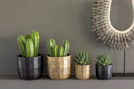 Capi Bloempot Bol Blocks Zwart Ø14cm