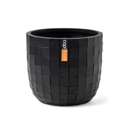 Capi Bloempot Bol Blocks Zwart Ø14cm