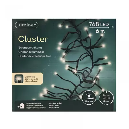 Clusterverlichting 768 LED 10m Dimmer+Timer WW