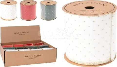 Decoratielint Gouden Stippen Velvet 10x500cm Assorti 1st