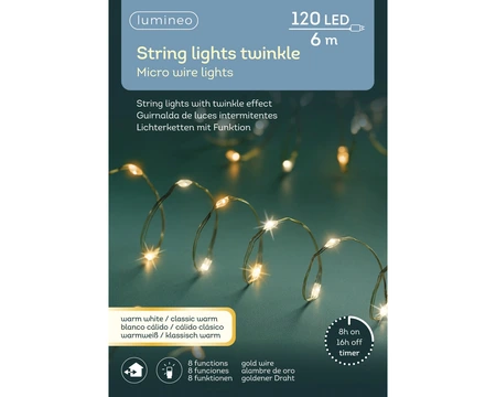 Draadverlichting Goud 120 LED 6m WW+CW