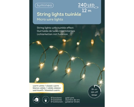 Draadverlichting Goud 240 LED 12m WW+CW