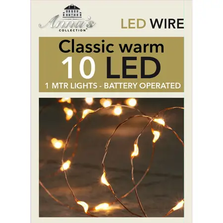 Koperdraadverlichting 10 LED 1m CW