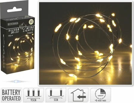 Draadverlichting Zilver 20 LED 0,95m WW