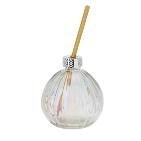 Drinkglas Kerstbal met Rietje Goud Parelmoer