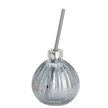 Drinkglas Kerstbal met Rietje Grijs