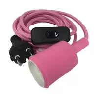 Siliconen fitting E27 roze met 3m snoer