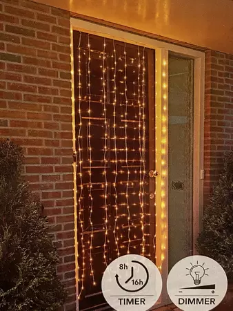 Gordijnverlichting Deur 200 LED 1x2m + Timer