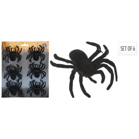 Halloween Decoratie Spinnen Zwart 6st