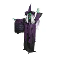Halloween Heks met LED, Beweging en Geluid 170cm