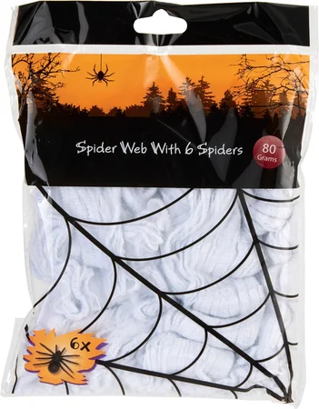 Halloween Spinnenweb met Zwarte Spinnen 80gr