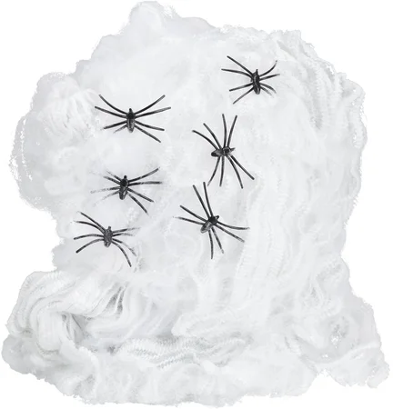 Halloween Spinnenweb met Zwarte Spinnen 80gr