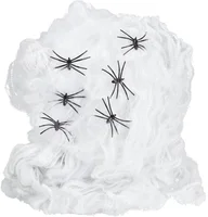 Halloween Spinnenweb met Zwarte Spinnen 80gr