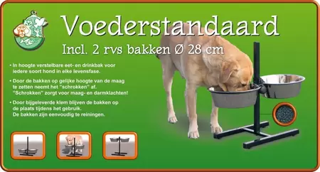Honden Voederstandaard RVS Bakken Ø28cm