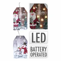 Houten Decoratiebord Let it Snow 6 LED 23x39cm