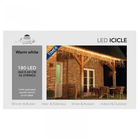IJspegelverlichting 180 LED 3,6m Timerfunctie Warm wit