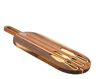 Kaasplank Acaciahout met 3 kaasmessen 45x17cm
