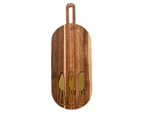 Kaasplank Acaciahout met 3 kaasmessen 45x17cm