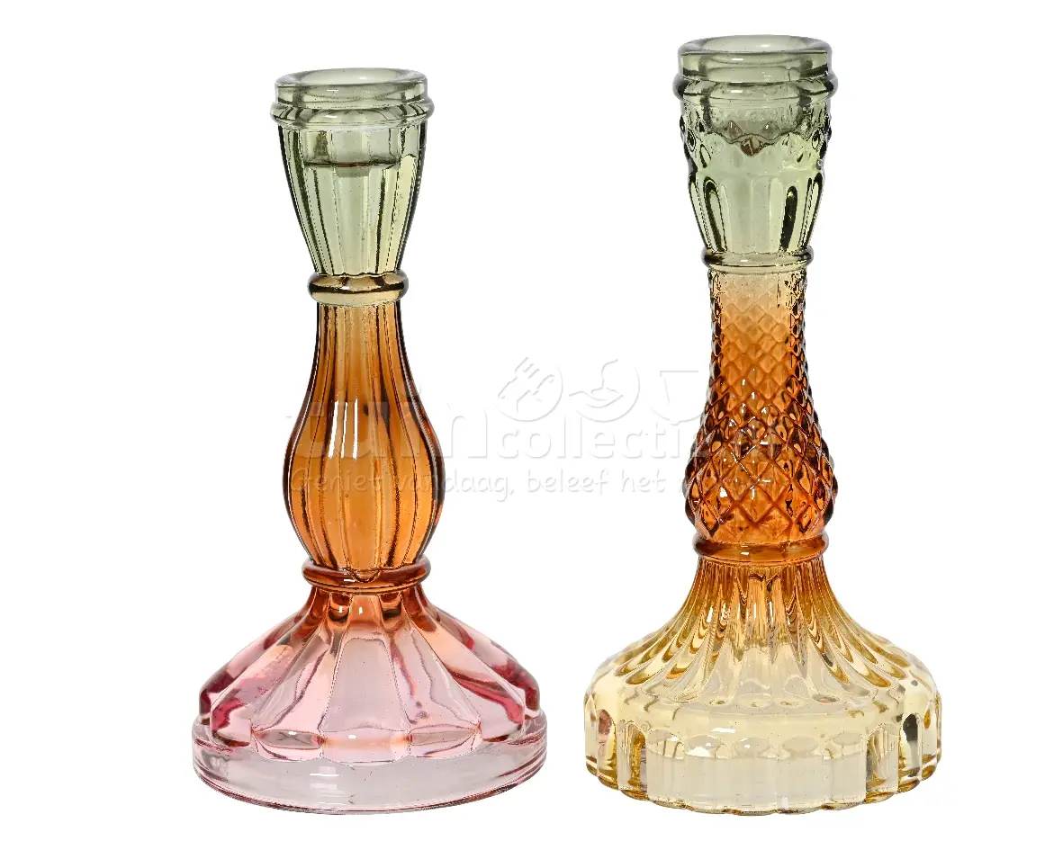 Kandelaar Glas Color 16,5cm Assorti 1st
