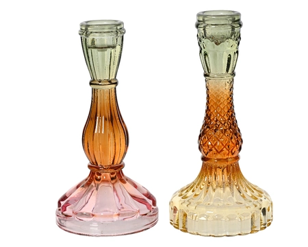 Kandelaar Glas Color 16,5cm Assorti 1st