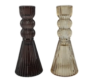 Kandelaar Kegel Ribbel Glas 15cm Assorti 1st
