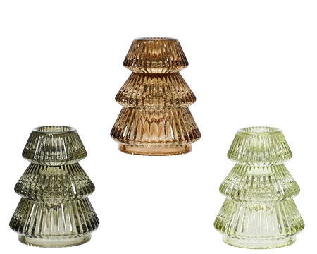 Kandelaar Kerstboom Glas Ø6,5cm Assorti 1st