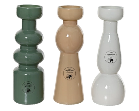 Kandelaar Organisch Glas 20cm Assorti 1st