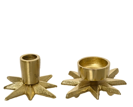 Kandelaar Ster Goud Metaal 4cm Assorti 1st