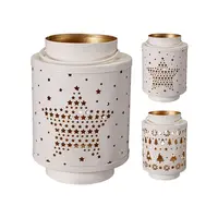 Kerst Lantaarn Metaal Wit en Goud Assorti 1st