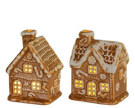 Kerst Peperkoekhuisje LED Bruin 11cm Assorti 1st