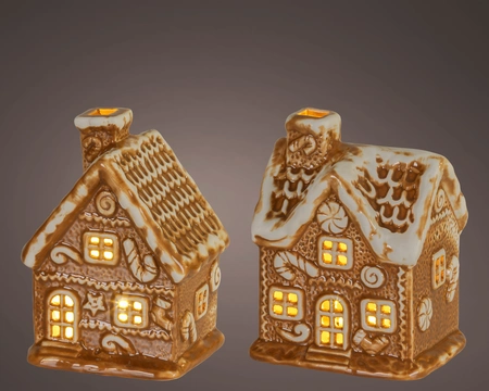 Kerst Peperkoekhuisje LED Bruin 11cm Assorti 1st