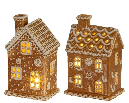 Kerst Peperkoekhuisje LED Bruin 15cm Assorti 1st