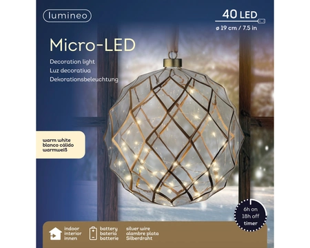 Kerstbal 40 LED Ø19cm Transparant WW