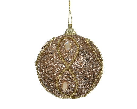 Kerstbal Foam Glitter Beads Champagne Ø8cm 1st
