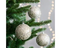 Kerstbal Foam Glitter Pailletten Ø10cm Champagne Assorti 1st