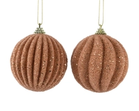 Kerstbal Foam Ribbel Brandy Ø8cm Assorti 1st