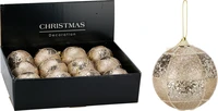 Kerstbal Geblokt Plastic Champagne Ø8cm
