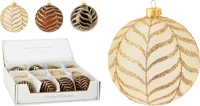 Kerstbal Glas Bladnerf Reliëf Ø8cm Assorti 1st